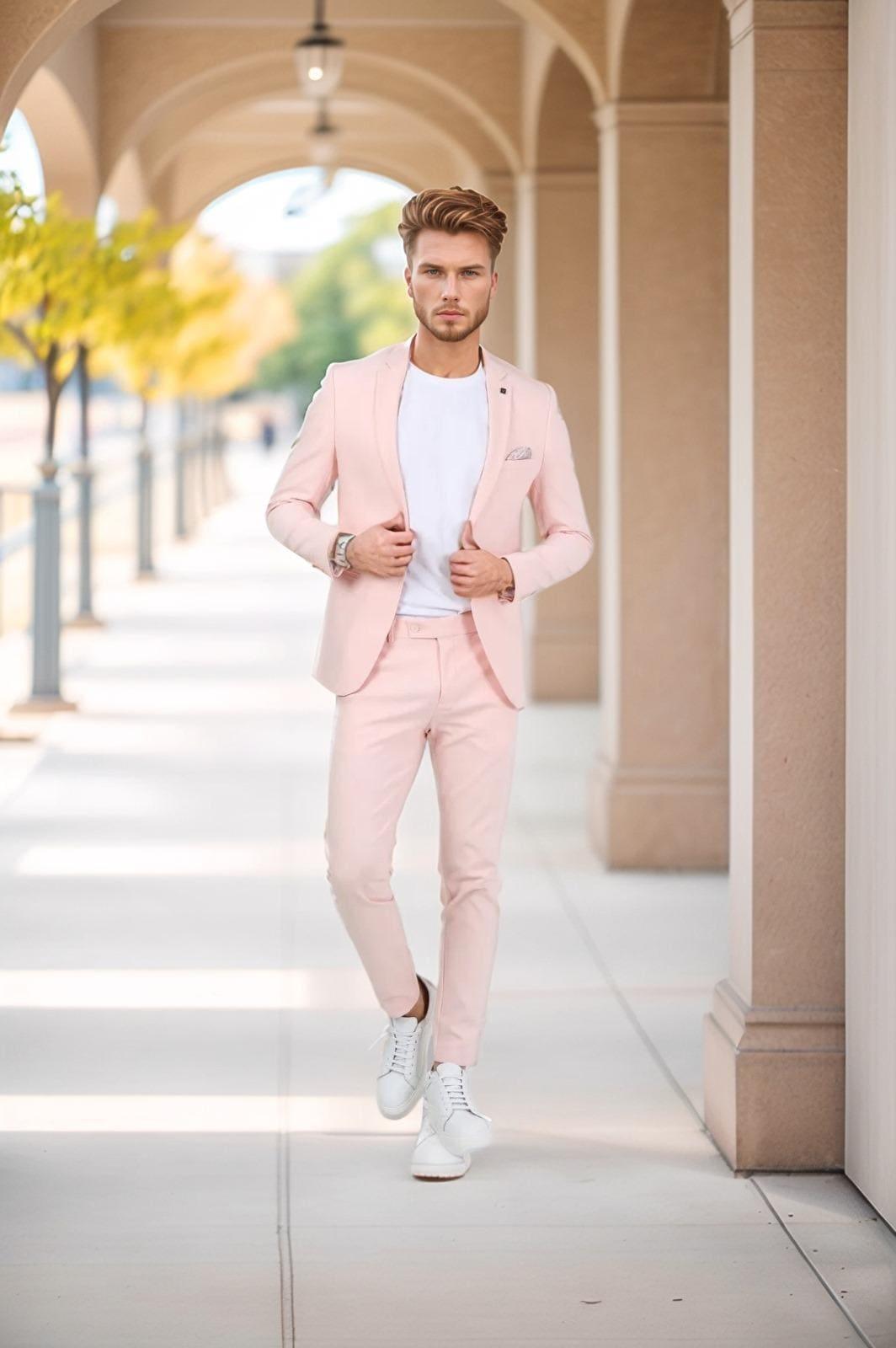 Soft Pink Suit Subtle and Chic