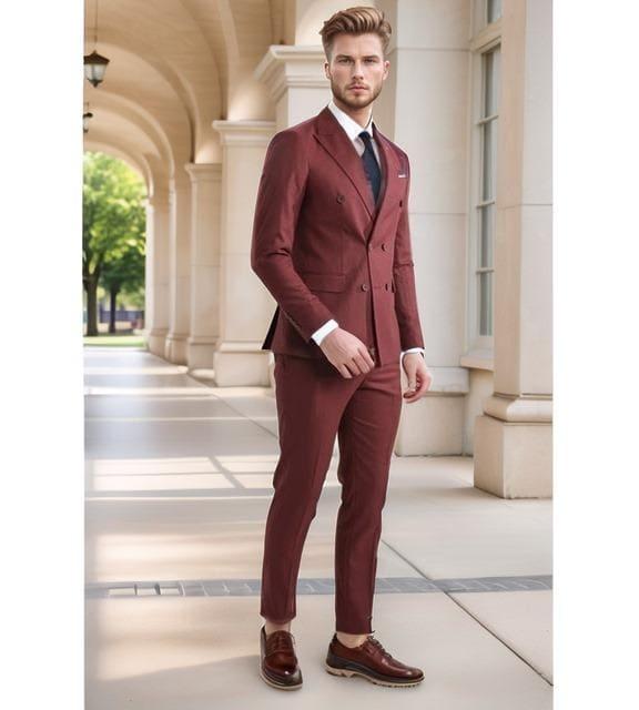 Elegant Red Suit: Confidence in Every Step