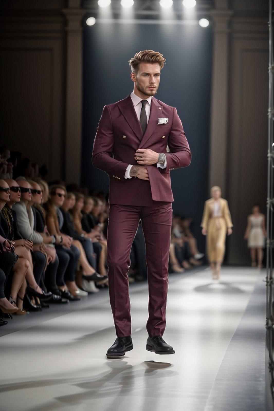 Custom Tailored Men Suit Cherry Red, Slim Fit Bespoke Suit