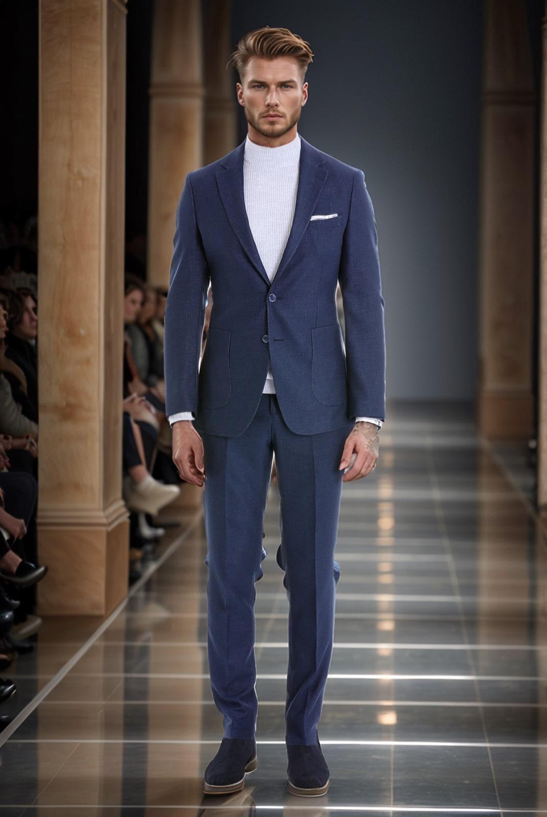 Steel Blue Suit: Sharp and Professional