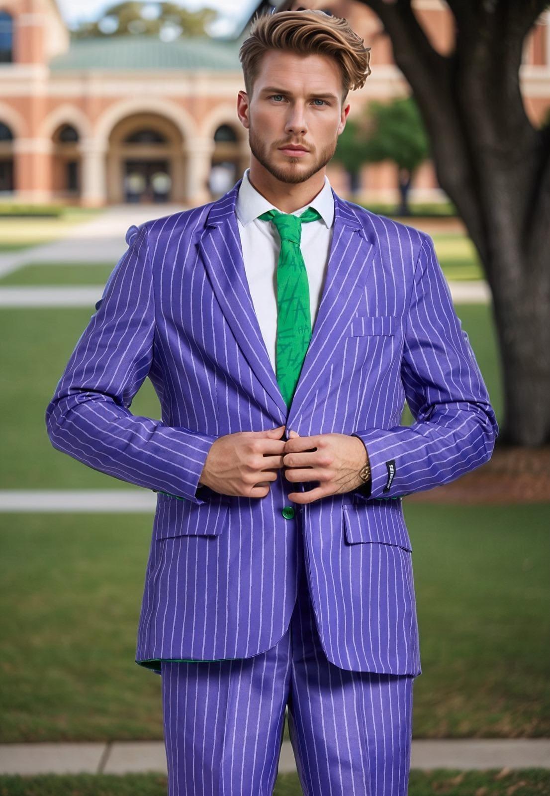 Custom Tailored Slim Fit Striped Purple Mens Suit