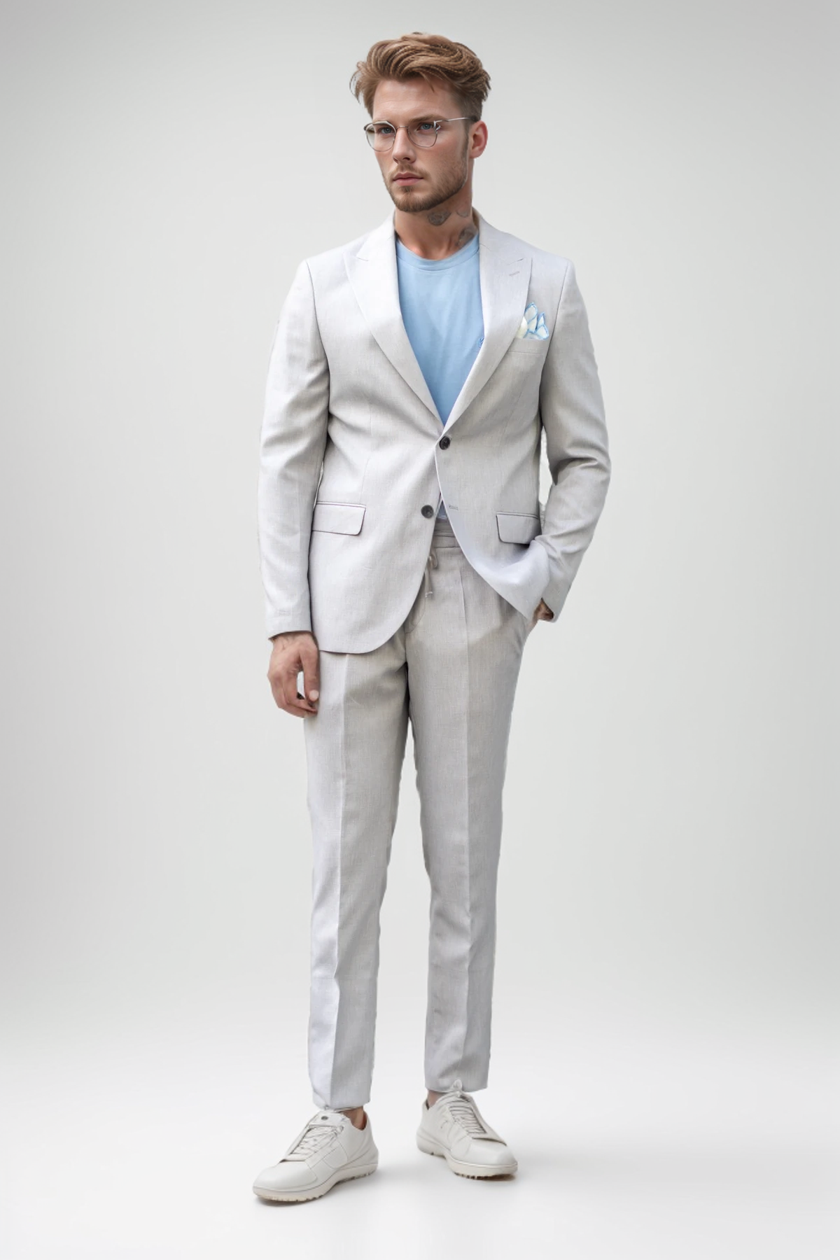 Dazzling White Suit Stand Out with Pure Class