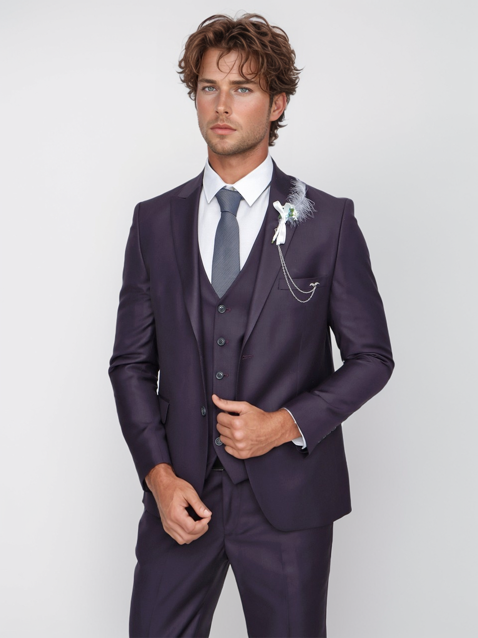 Vibrant Violet Tailored Suit Make a Bold Statement