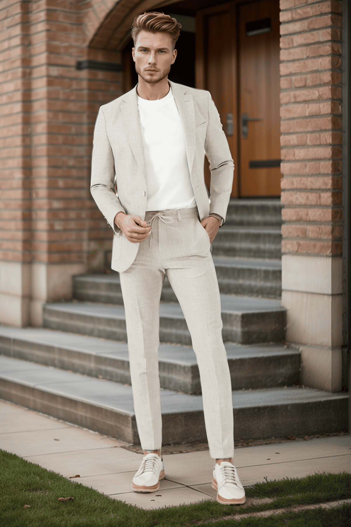 Dazzling White Suit Stand Out with Pure Class