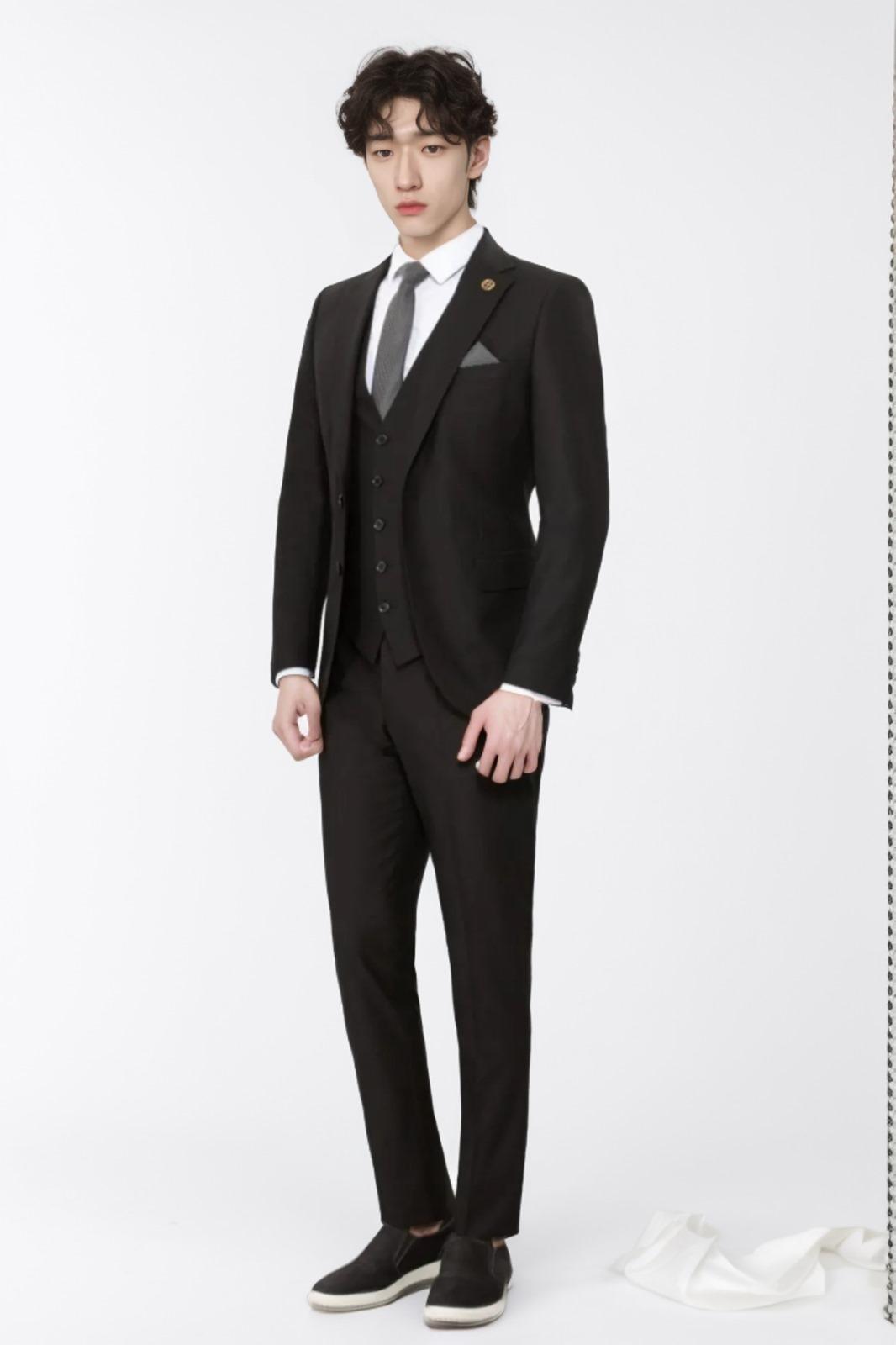 Slimfit Plain Vest Suit